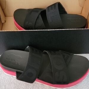 Sorel Women's Black and Red Sandals